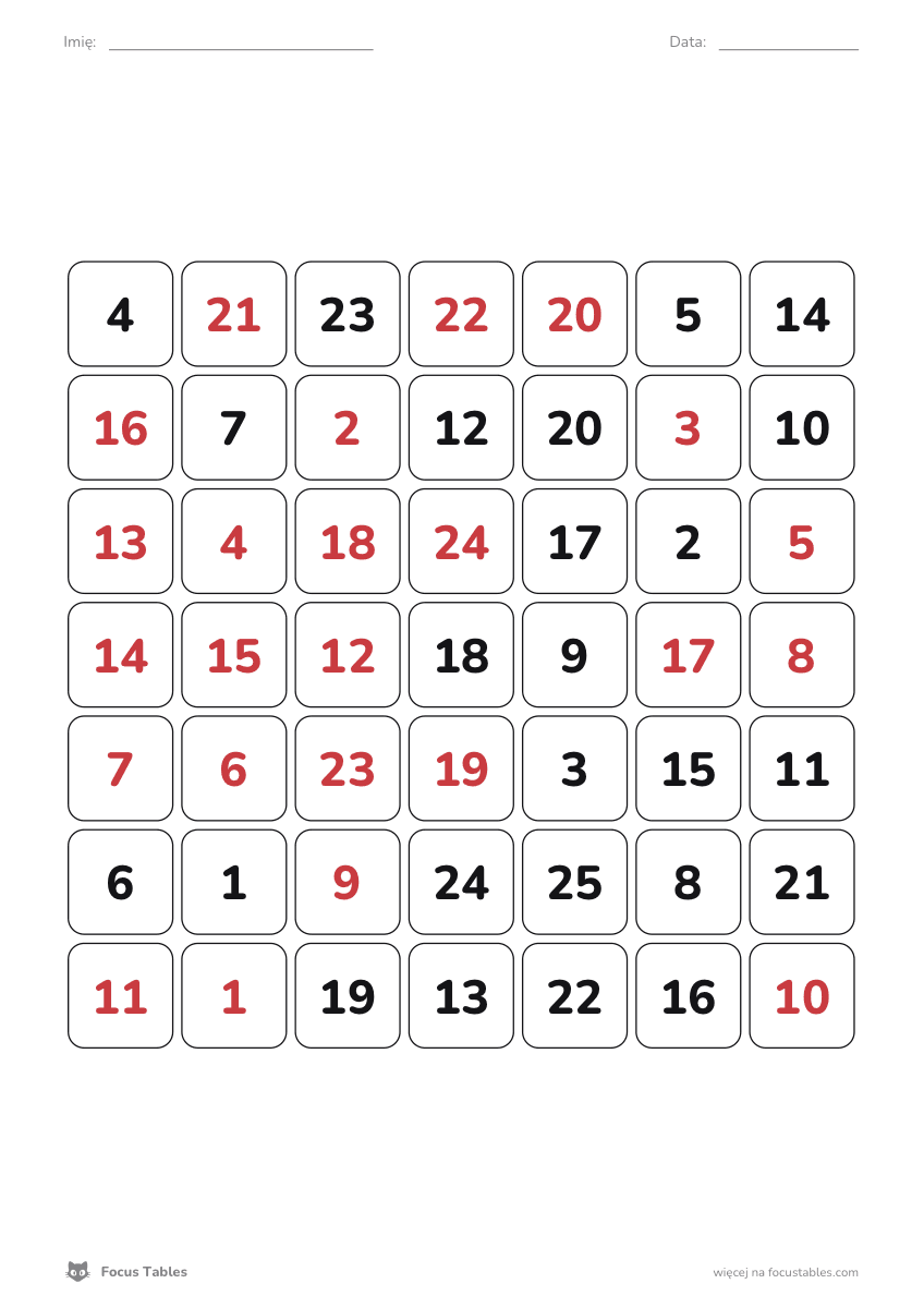 Printable 7×7 Gorbov-Schulte table (PDF) - red-black