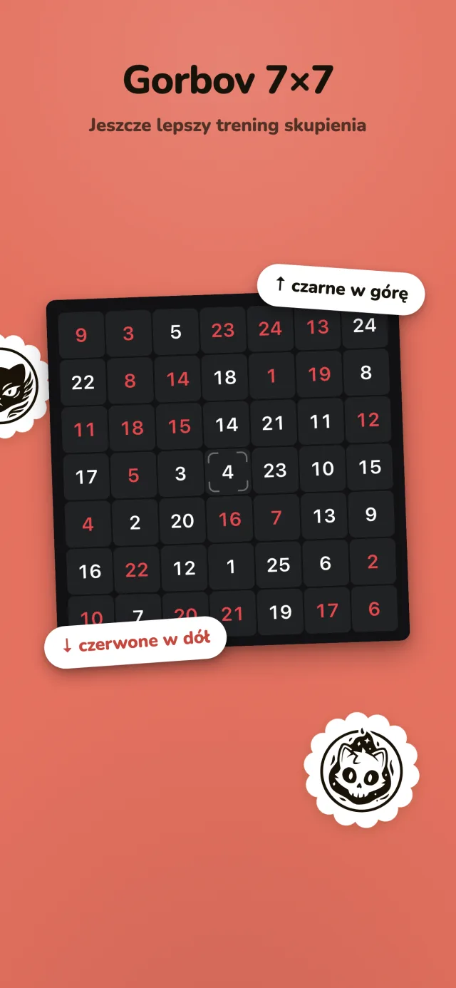 Czerwono-czarna tablica Gorbova 7×7